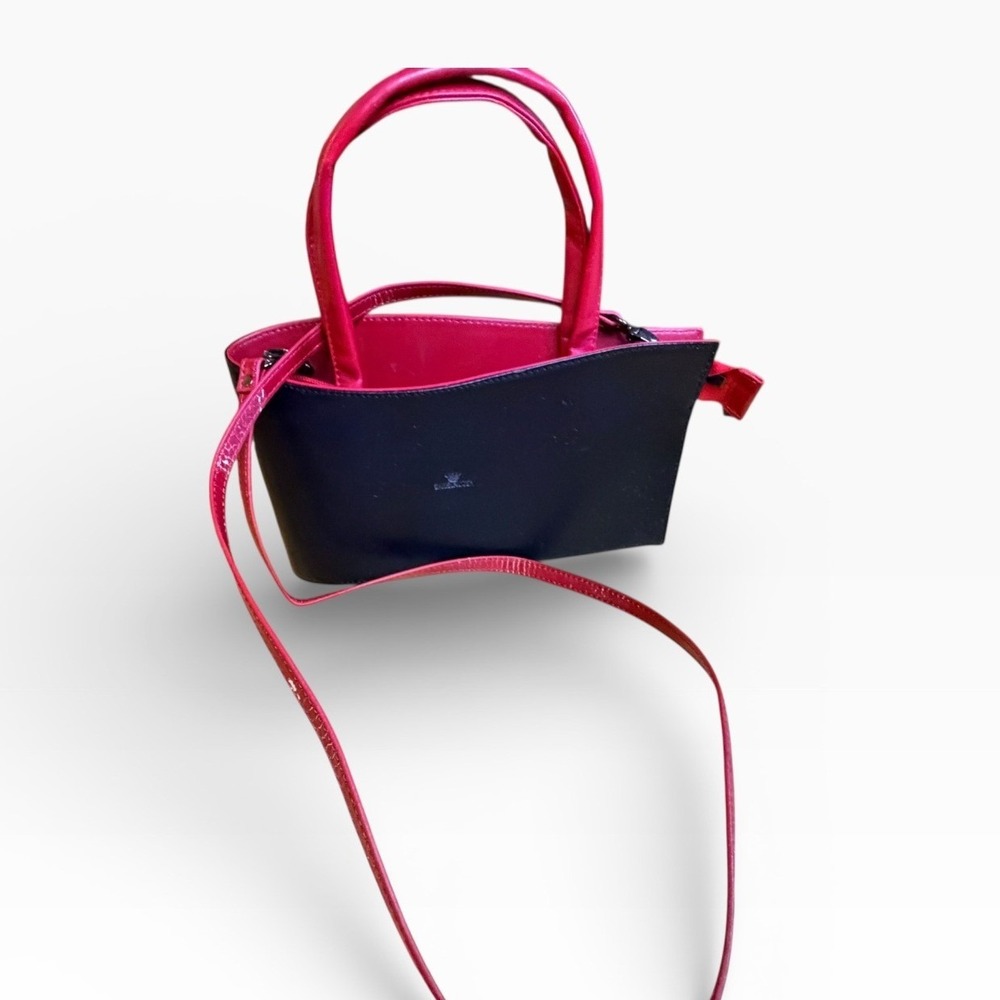 DANIELA MODA Black Red Patent Leather Top Handle Shoulder Bag - Picture 2 of 9